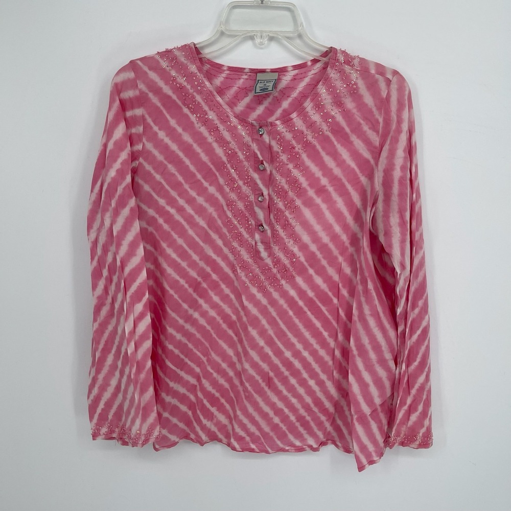 Old Navy Women's Pink Tie Dye Sequin Henley Maternity Blouse Size M